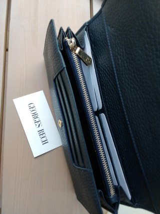Cartera de cuero texturizado Georges Rech Azul Mar