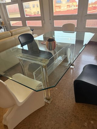 Mesa Comedor Cristal y Metacrilato Vintage