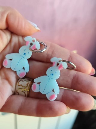 Pendientes Acrílico Azul y Rosa Conejo