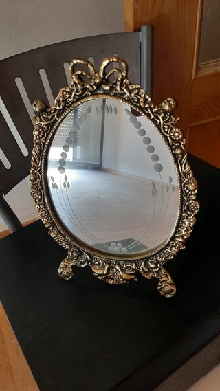 Espejo de mesa antiguo dorado