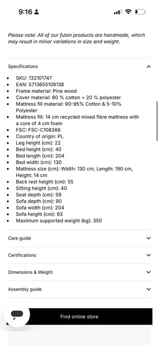 Sofá-cama Futón Madera de diseño