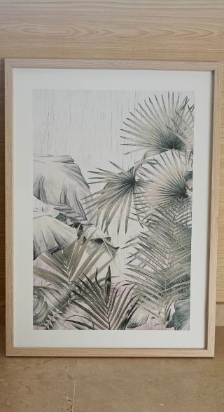 Cuadro Decorativo Hojas Tropicales Marco Madera