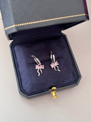 Pendientes Pandora Aro Lazo Rosa Plata