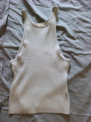 Camiseta de punto sin mangas verde militar