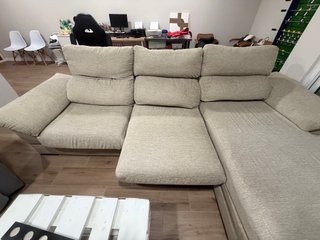 Sofá cheslong 3m beige tela