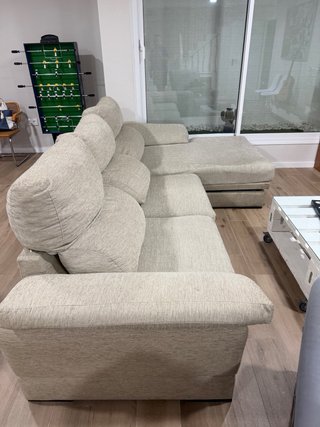 Sofá cheslong 3m beige tela