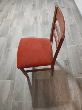 4 Sillas Comedor Madera Tapizadas Tela Roja
