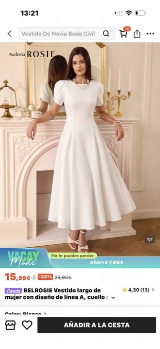 Vestido Novia Boda Civil Aveloria ROSIE Blanco