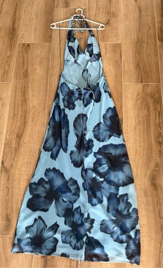 Vestido largo halter flores azules Zara