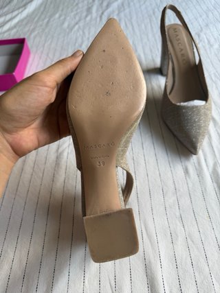Zapatos Mascaró tacón dorado/plateado