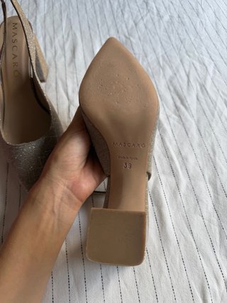 Zapatos Mascaró tacón dorado/plateado