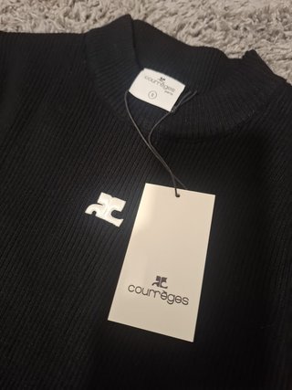 Jersey Courrèges canalé negro y blanco