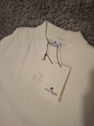 Jersey Courrèges canalé negro y blanco