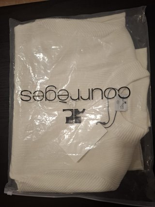 Jersey Courrèges canalé negro y blanco
