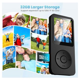 Reproductor MP3 32GB Bluetooth 5.3 Negro