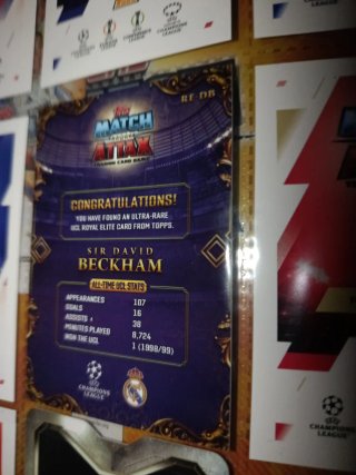 Carte Topps Champions League sir David beckham