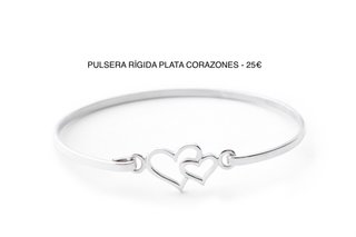 Pulsera rígida plata corazones