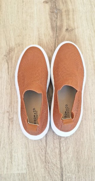 Zapatillas Tejidas Ligeras Naranja y Blanco