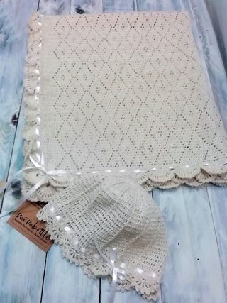 Manta para bebé toquilla con gorrito Algodón