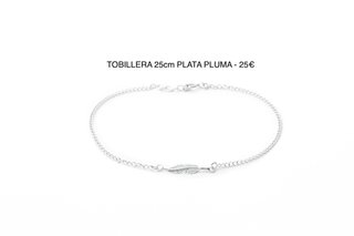 Tobillera Plata 25cm Pluma.