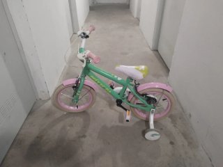 Bicicleta infantil 14 verde y rosa