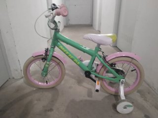 Bicicleta infantil 14 verde y rosa