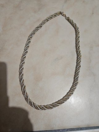 Collana vintage corda intrecciata oro e perle