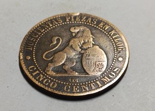 Moneda 5 Céntimos Bronce 1870 España