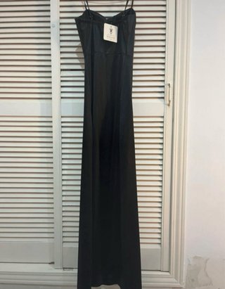 Vestido largo negro tirantes corset elegante S