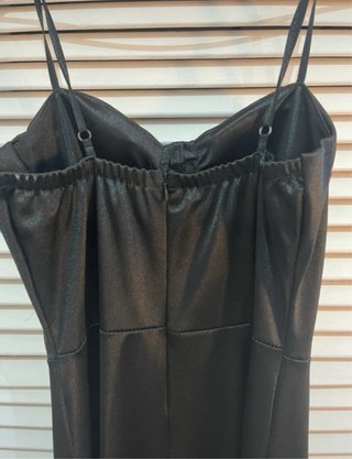 Vestido largo negro tirantes corset elegante S