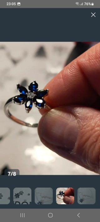 Anillo Pandora Flor Zafiro Azul talla 52