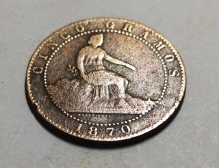 Moneda 5 Céntimos 1870 Bronce España