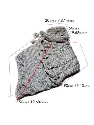 Gorro y bufanda 100% lana, gris perla