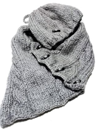 Gorro y bufanda 100% lana, gris perla
