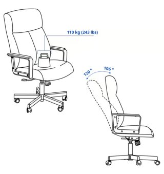 Silla de oficina MILLBERGET cómo nueva