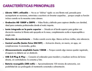 Cuaderno con cámara espía (sin estrenar)