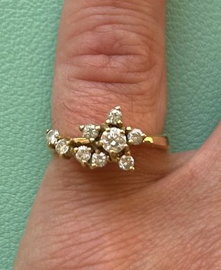 Sortija oro 18k con brillantes vintage comunión