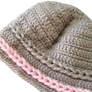 Gorro de lana Diseño Único Gris y rosa