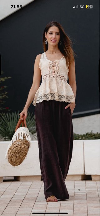 Blusa Zara encaje beige
