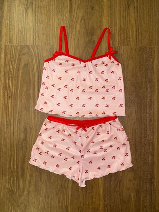 Pijama corto con estampado de cerezas talla XS