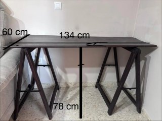 Mesa de madera oscura 134x60x78 cm