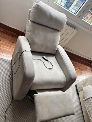 Butaca reclinable tela beige/gris