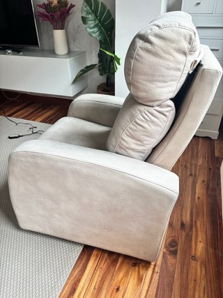 Butaca reclinable tela beige/gris