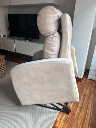 Butaca reclinable tela beige/gris