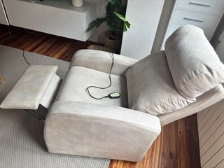 Butaca reclinable tela beige/gris