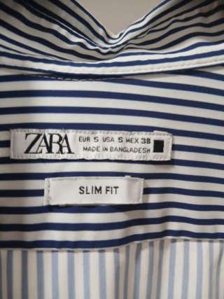 Camisa Zara Rayas Azul Talla M
