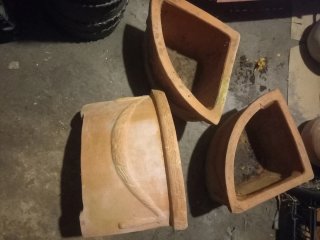 3 Maceteros Esquina Barro 10cm Alto 25cm Ancho