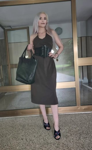 Vestito marrone in cotone
