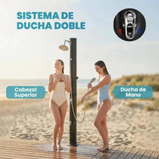 Ducha Exterior Negra y Plateada