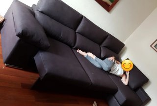 Sofá ChaiseLongue Marrón Chocolate extensible, usb